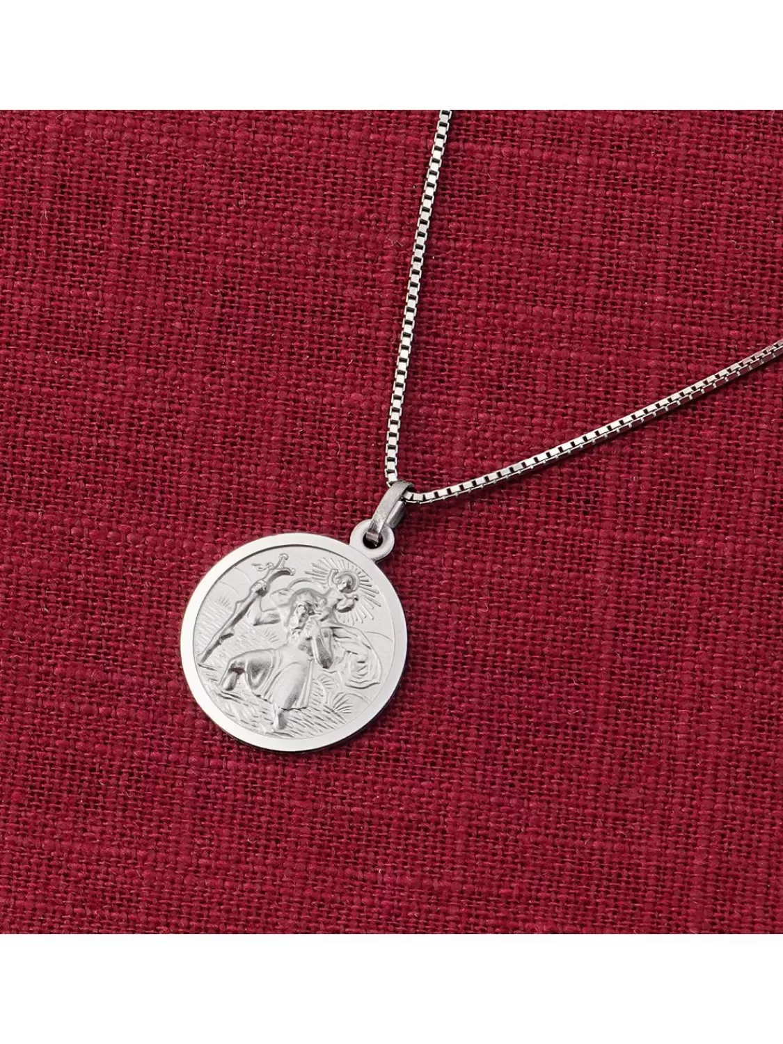 trendor Halskette Mit Christophorus Anhanger O 18 Mm 925 Silber | Herrenschmuck