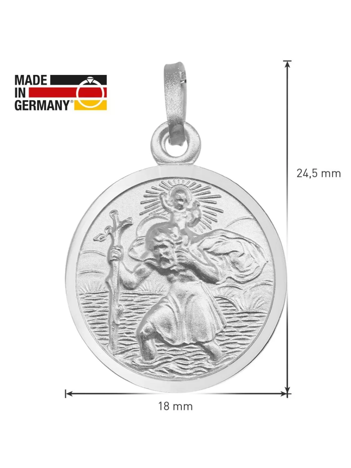trendor Halskette Mit Christophorus Anhanger O 18 Mm 925 Silber | Herrenschmuck