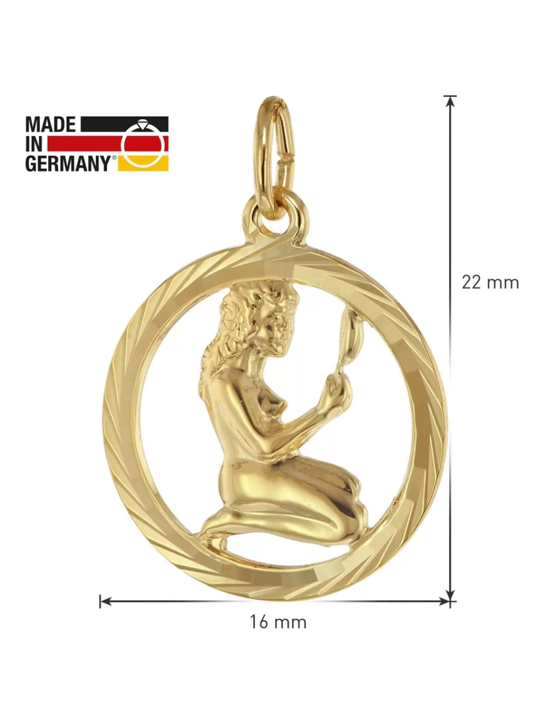 trendor Halskette Mit Jungfrau Sternzeichen 333 Gold O 16 Mm | Herrenschmuck