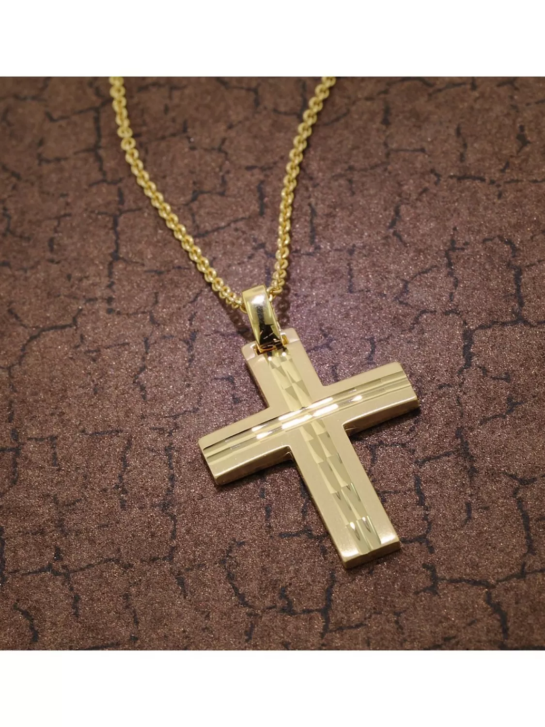 trendor Halskette Mit Kreuz Fur Herren Gold Auf Silber | Herrenschmuck