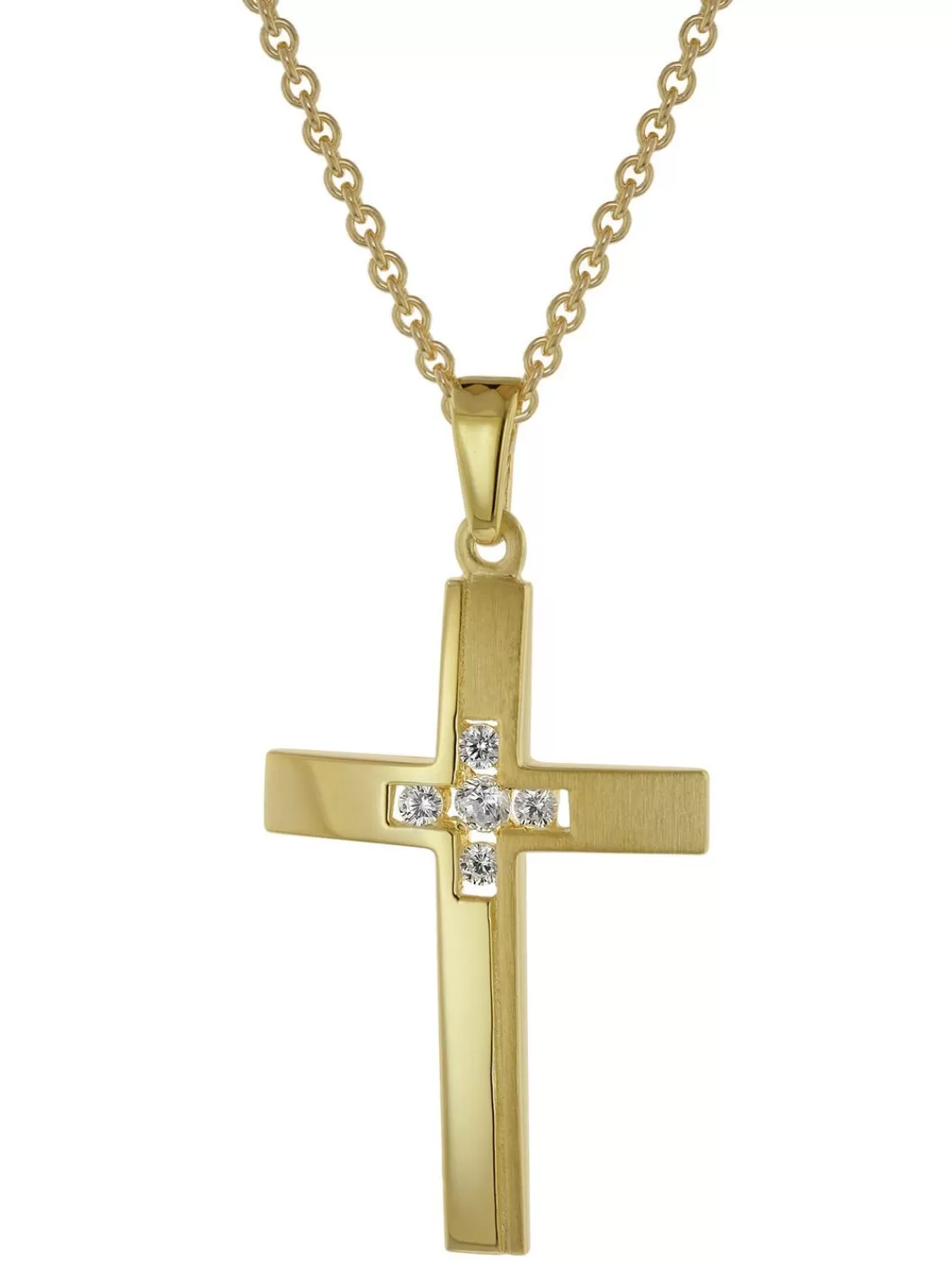 trendor Halskette Mit Kreuz Gold Auf Silber | Herrenschmuck