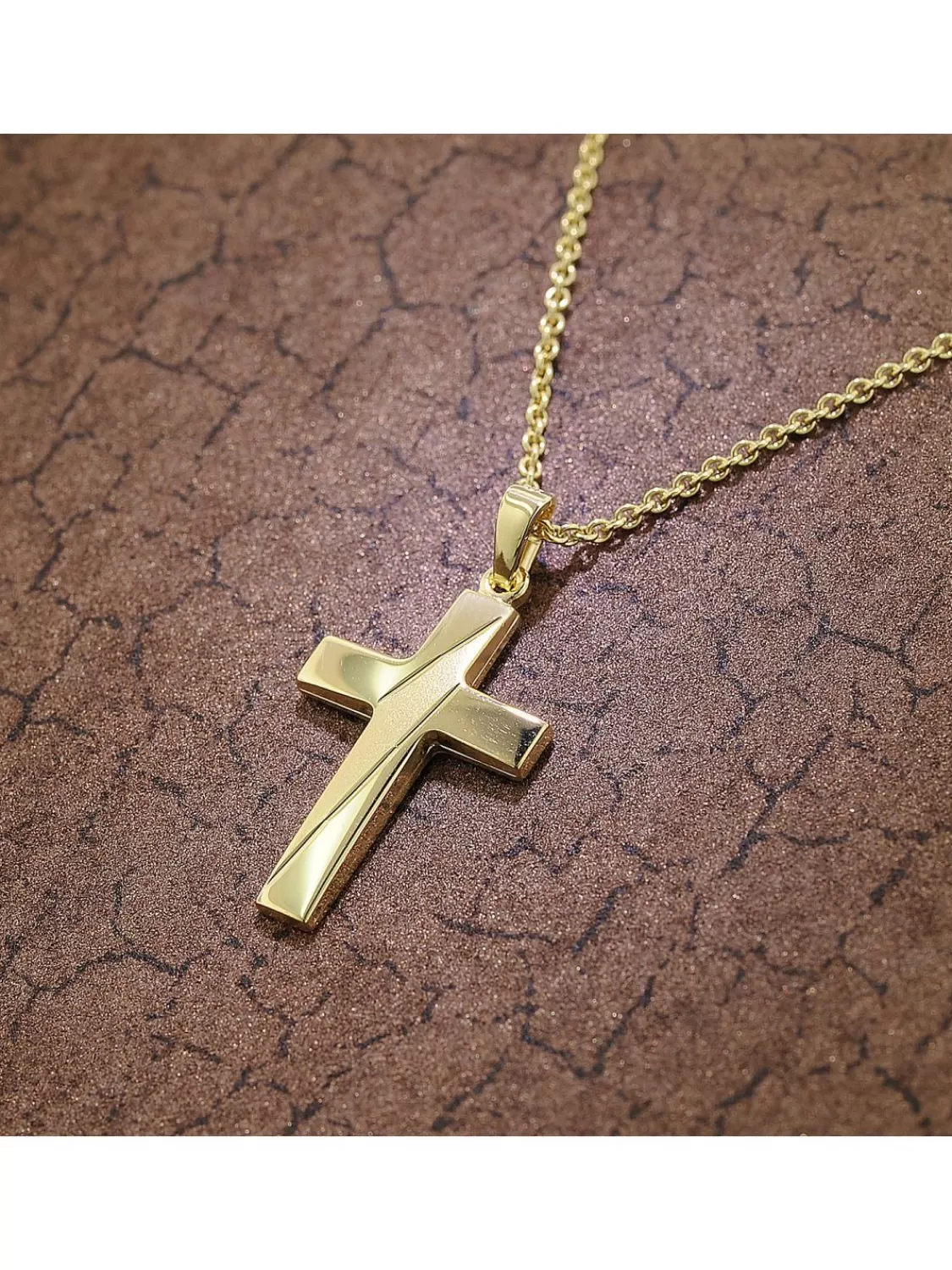 trendor Halskette Mit Kreuz-Anhanger Fur Herren Gold Auf Silber | Herrenschmuck