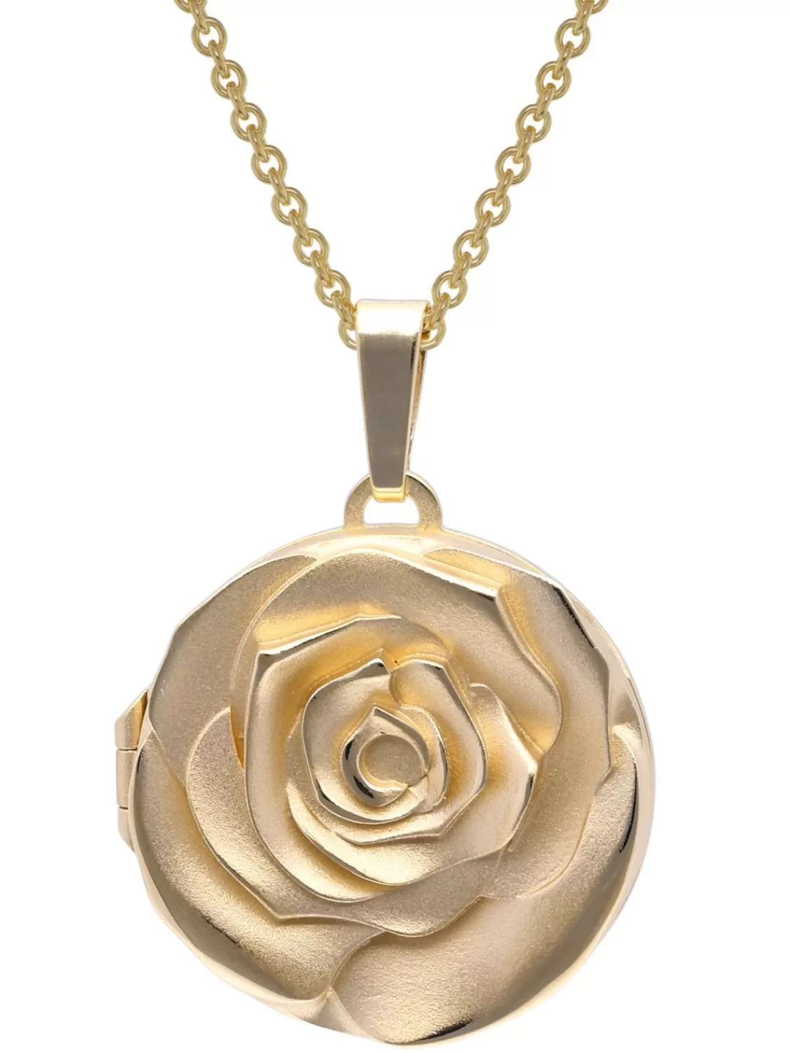 trendor Halskette Mit Rosen-Medaillon Gold Auf Silber 925 | Damenschmuck