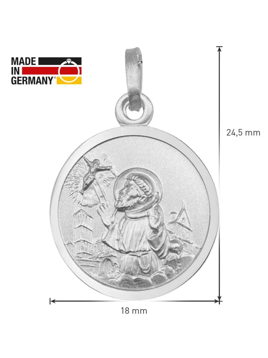 trendor Halskette Mit Sankt Franziskus Anhanger O 18 Mm 925 Silber | Herrenschmuck