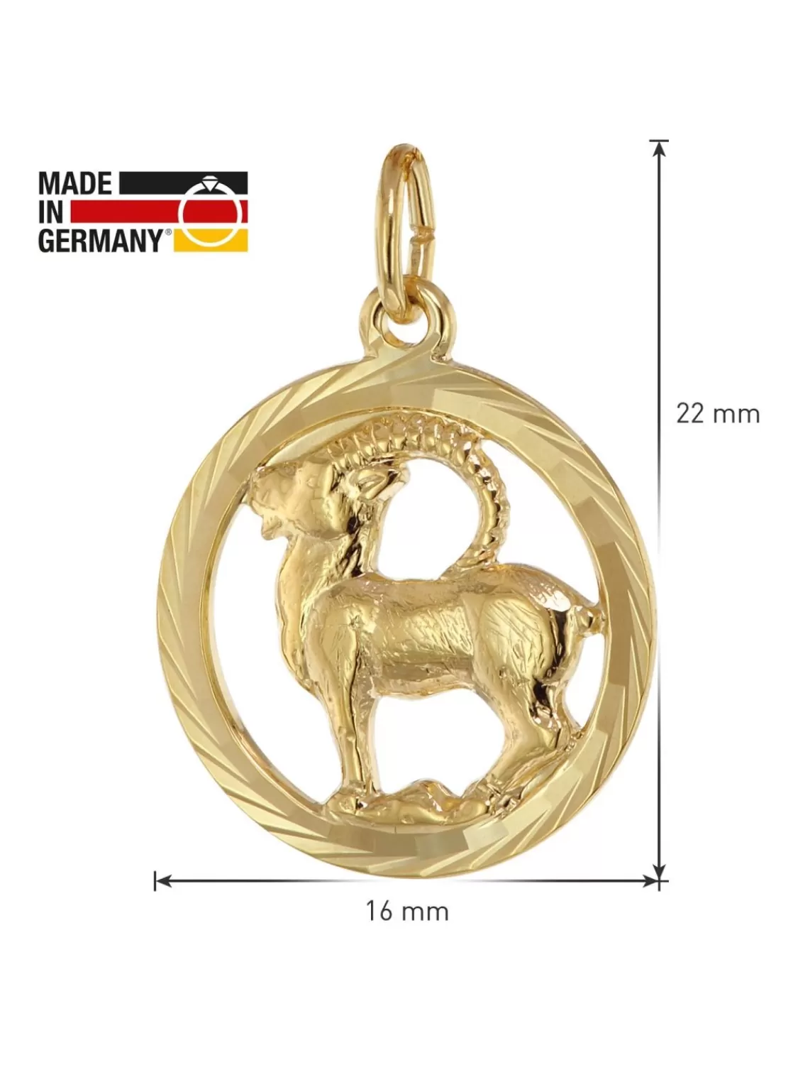 trendor Halskette Mit Steinbock Sternzeichen 333 Gold O 16 Mm | Herrenschmuck