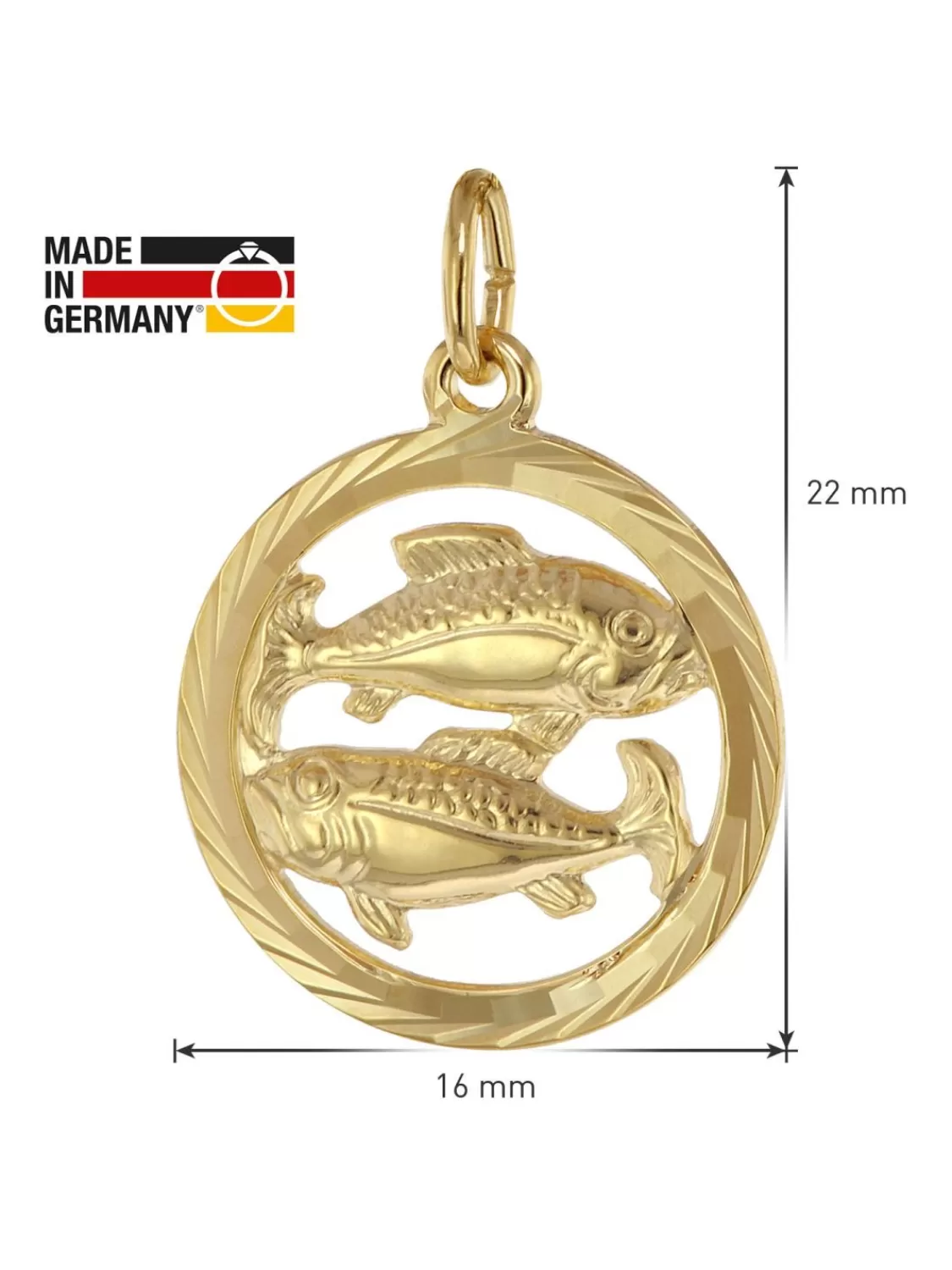 trendor Halskette Mit Sternzeichen Fische 333 Gold O 16 Mm | Herrenschmuck