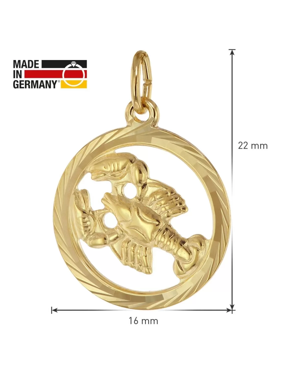 trendor Halskette Mit Sternzeichen Krebs 333 Gold O 16 Mm | Herrenschmuck