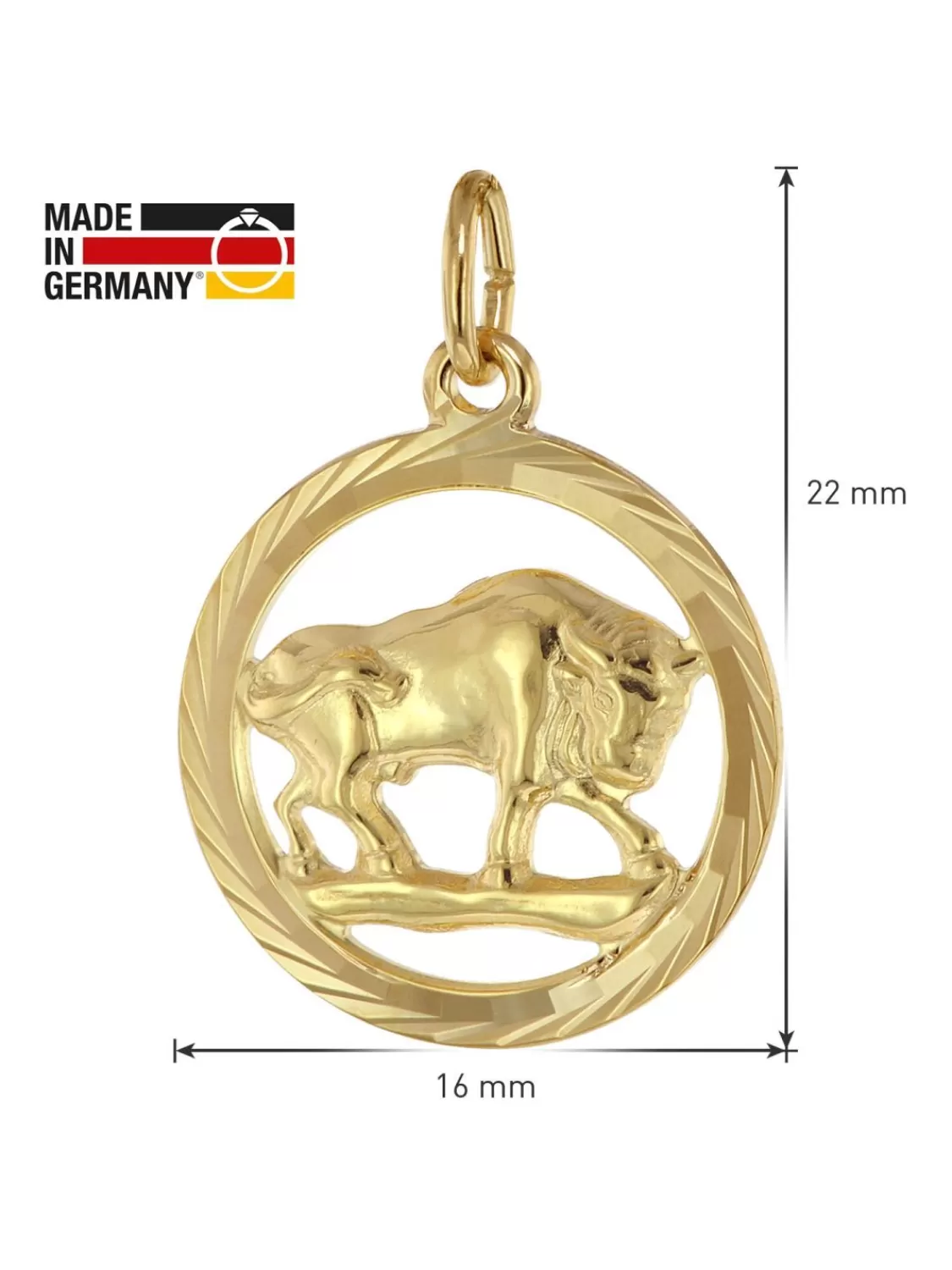 trendor Halskette Mit Stier Sternzeichen 333 Gold O 16 Mm | Herrenschmuck