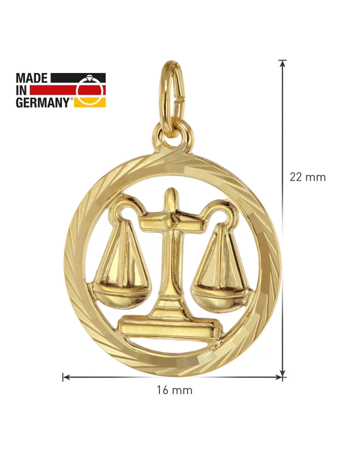 trendor Halskette Mit Waage Sternzeichen-Anhanger 333 Gold O 16 Mm | Herrenschmuck