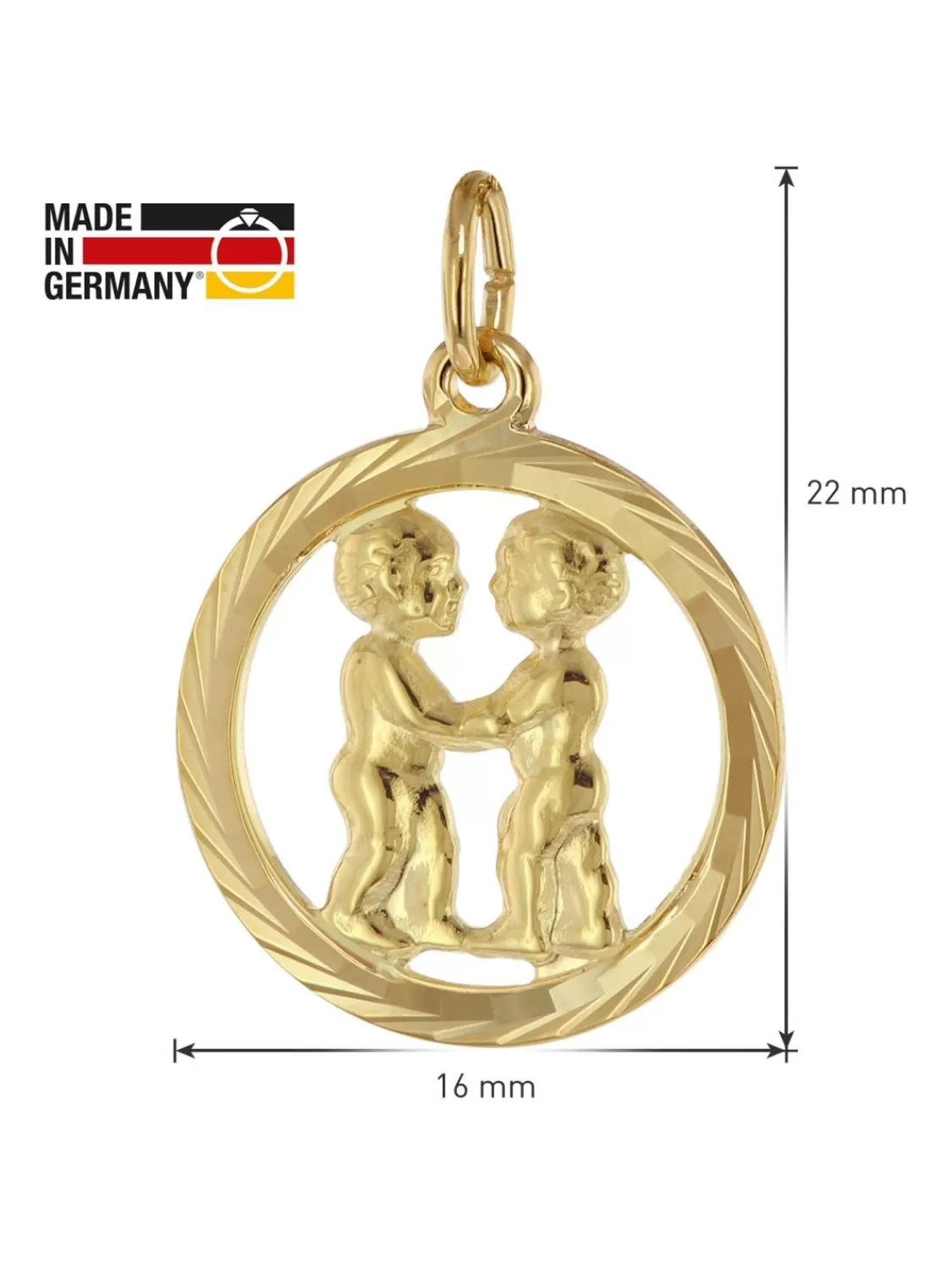 trendor Halskette Mit Zwilling Sternzeichen 333 Gold O 16 Mm | Herrenschmuck