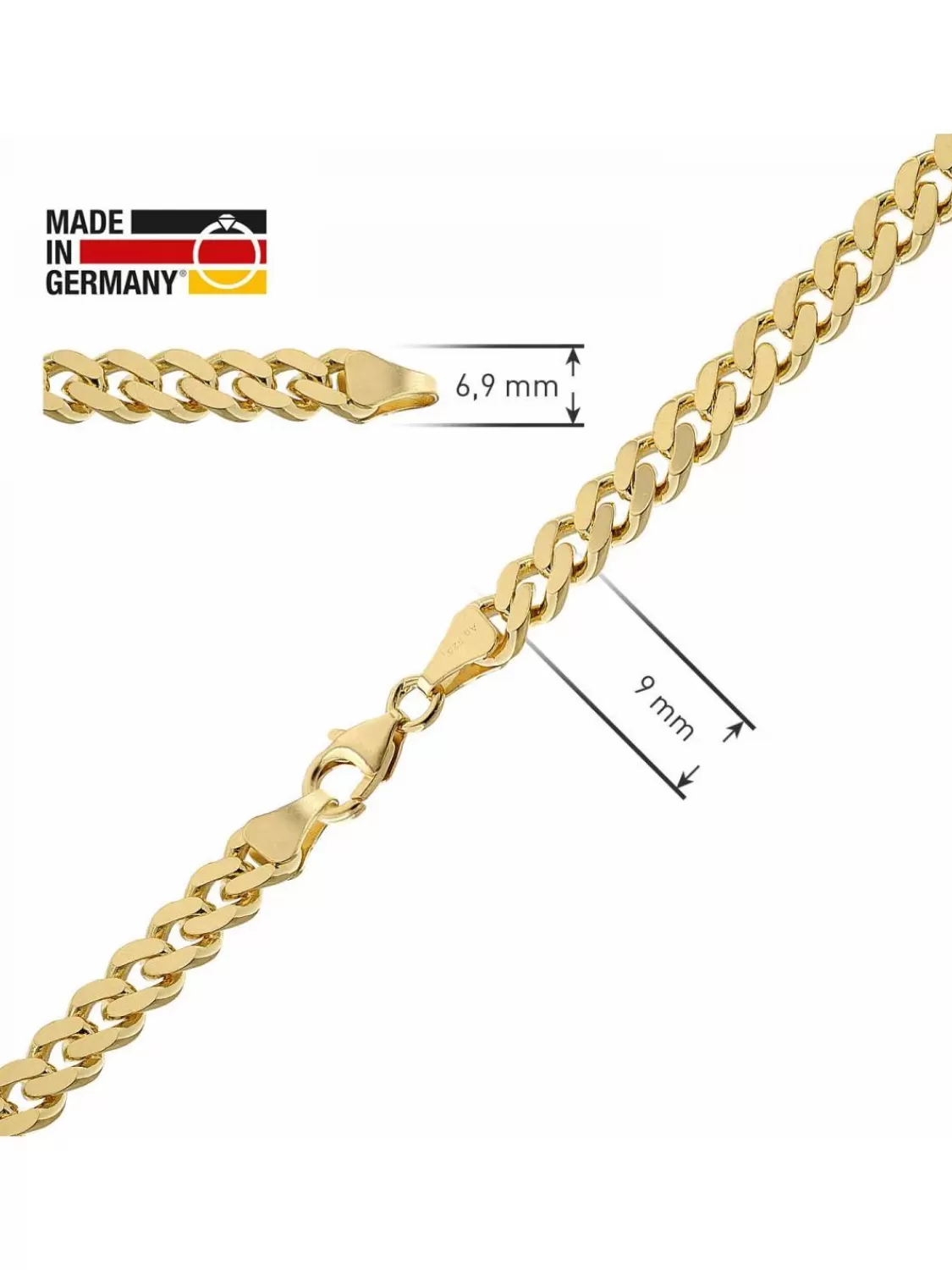 trendor Halskette Panzer Gold Auf 925 Silber 6,9 Mm Breite | Herrenschmuck