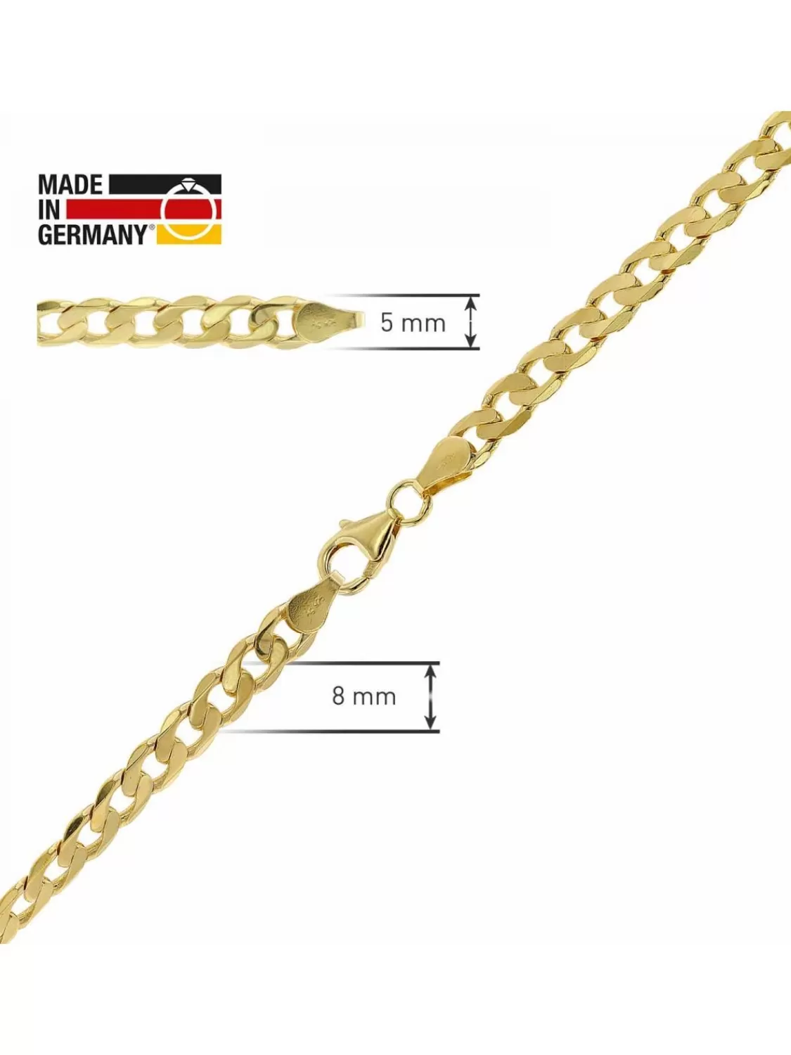 trendor Halskette Panzer Gold Auf Silber 925 Breite 5 Mm | Herrenschmuck