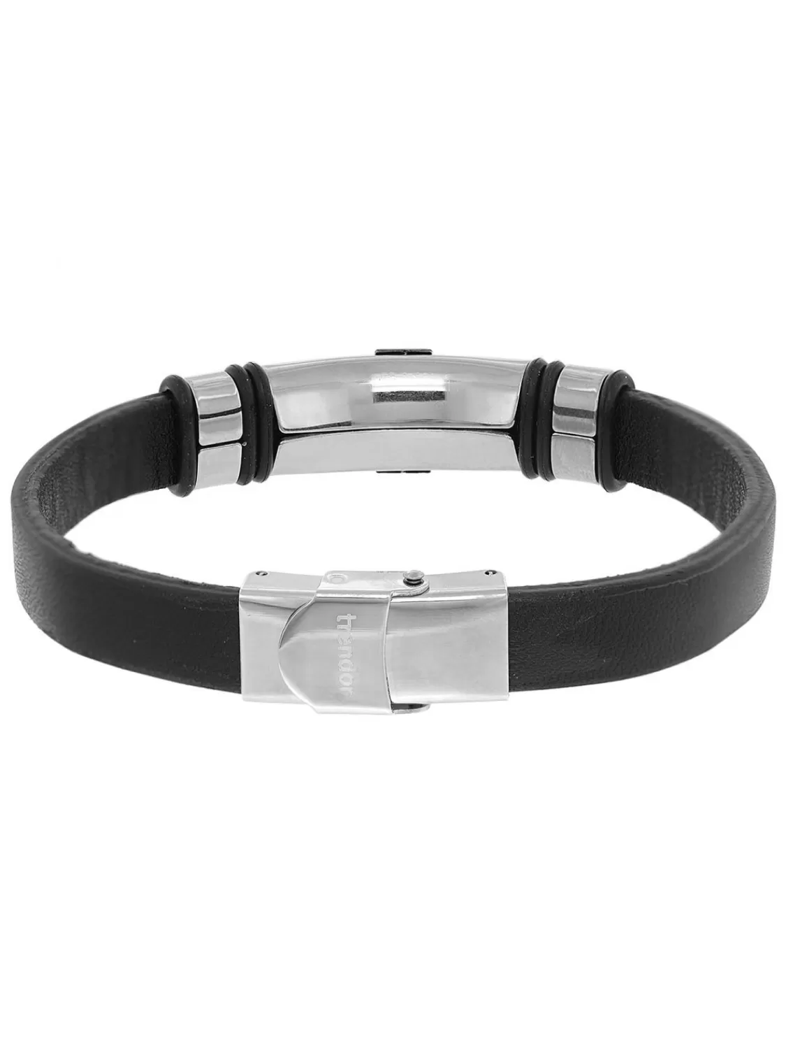 trendor Herren Leder-Armband Schwarz Mit Kreuz | Herrenschmuck