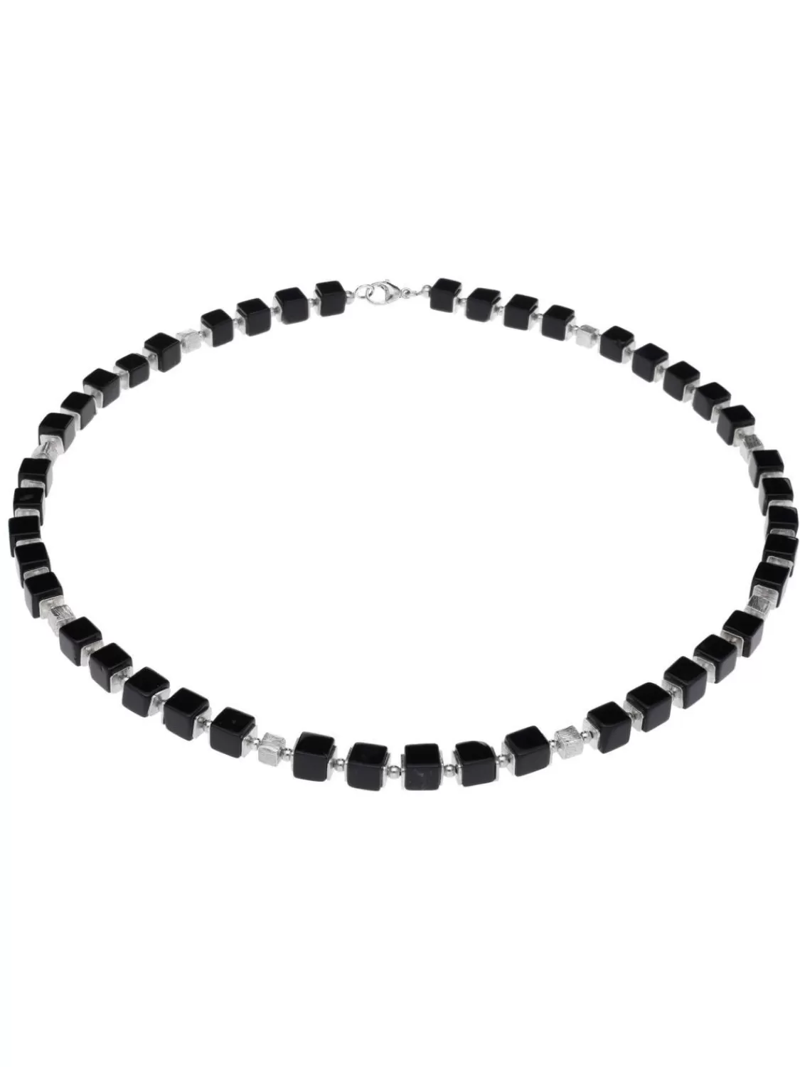 trendor Herren-Halskette 925 Silber Wurfel-Collier Onyx Poliert 50 Cm | Herrenschmuck