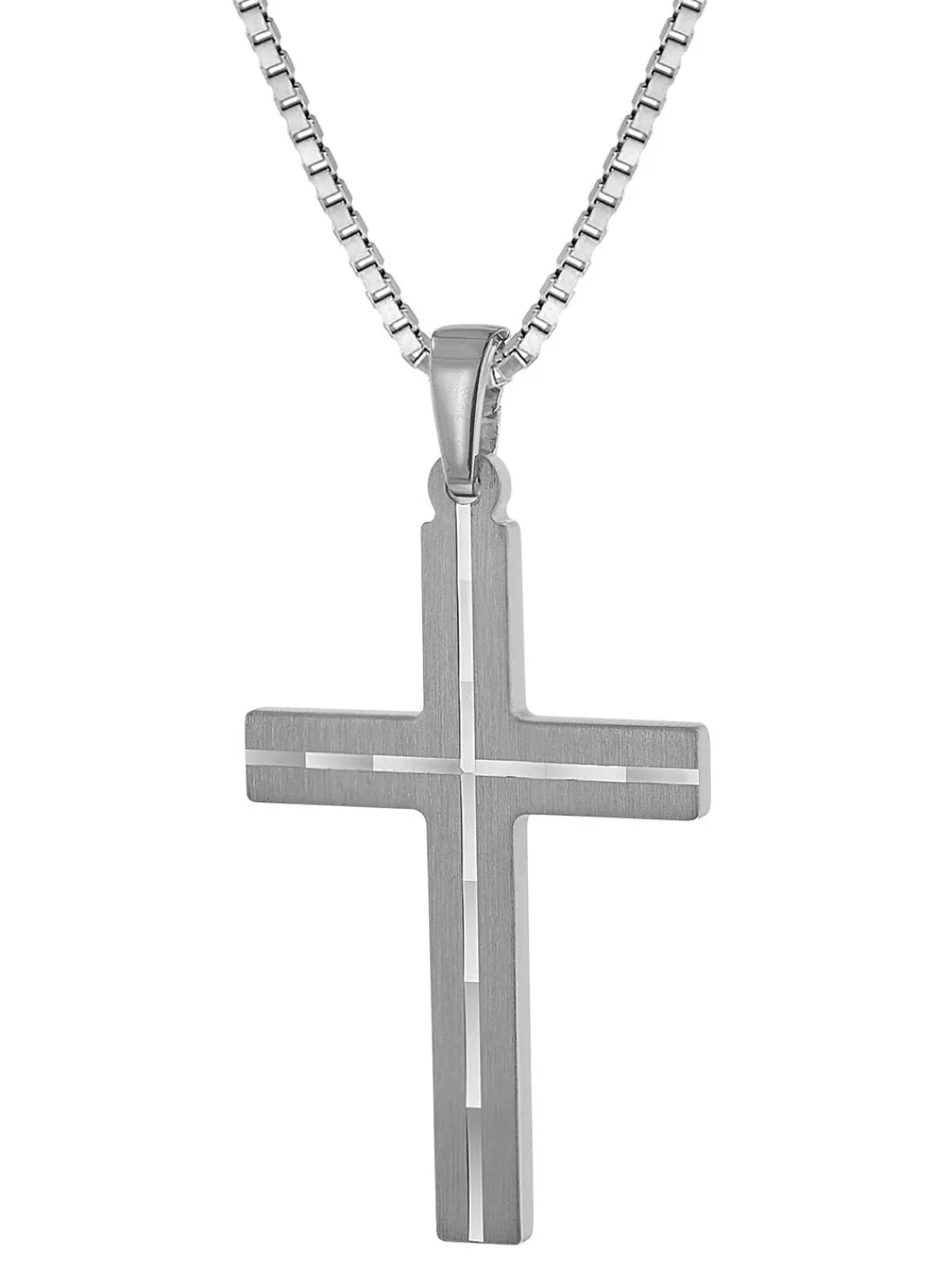 trendor Herren-Halskette Mit Kreuz-Anhanger 925 Silber | Herrenschmuck