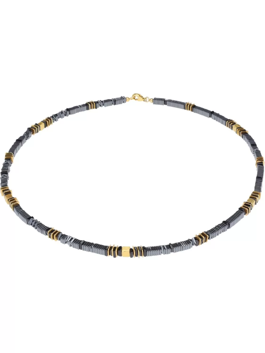 trendor Herrenkette 925 Silber Vergoldet Collier Hamatit + Onyx Quadrat | Herrenschmuck