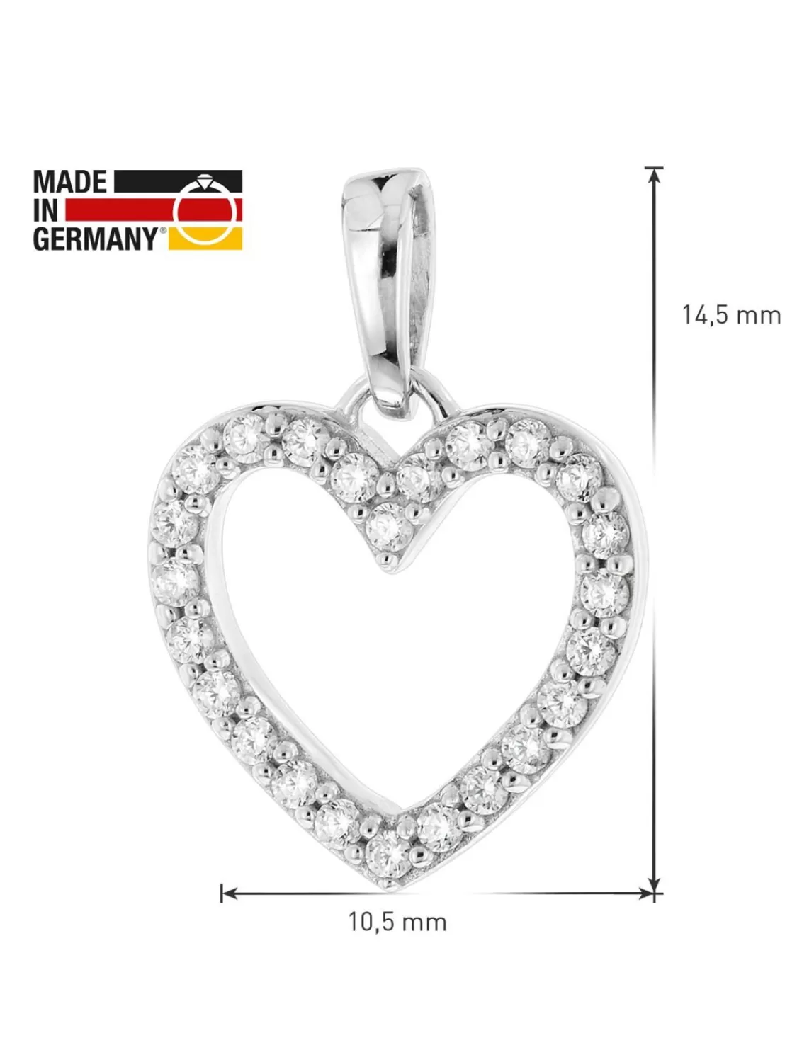 trendor Herz Anhanger Fur Madchen Weisgold 333 / 8K + Silberkette | Kinderschmuck