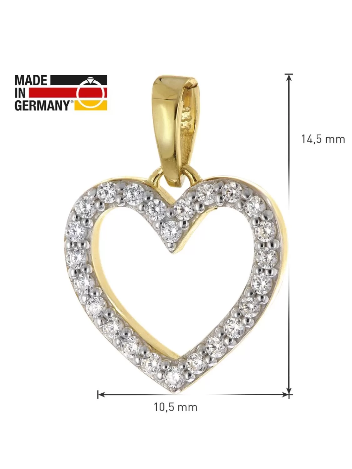 trendor Herz-Anhanger Fur Madchen Gold 333 / 8K + Vergoldete Silberkette | Kinderschmuck