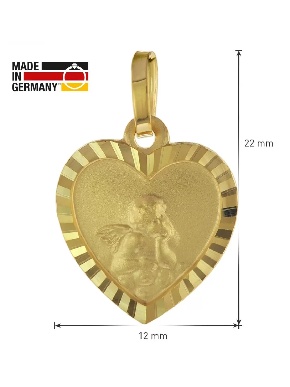 trendor Ketten-Anhanger Fur Kinder Herz Mit Engel Gold 585 / 14K | Kinderschmuck
