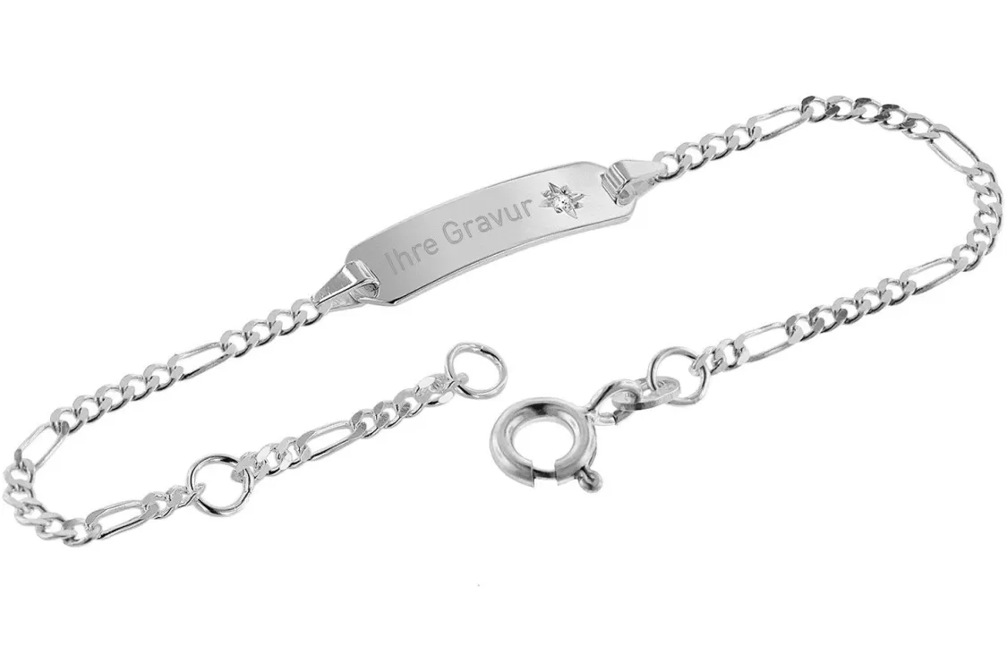 trendor Kinder Gravur-Armband 925 Silber Mit Zirkonia 14/12 Cm | Kinderschmuck