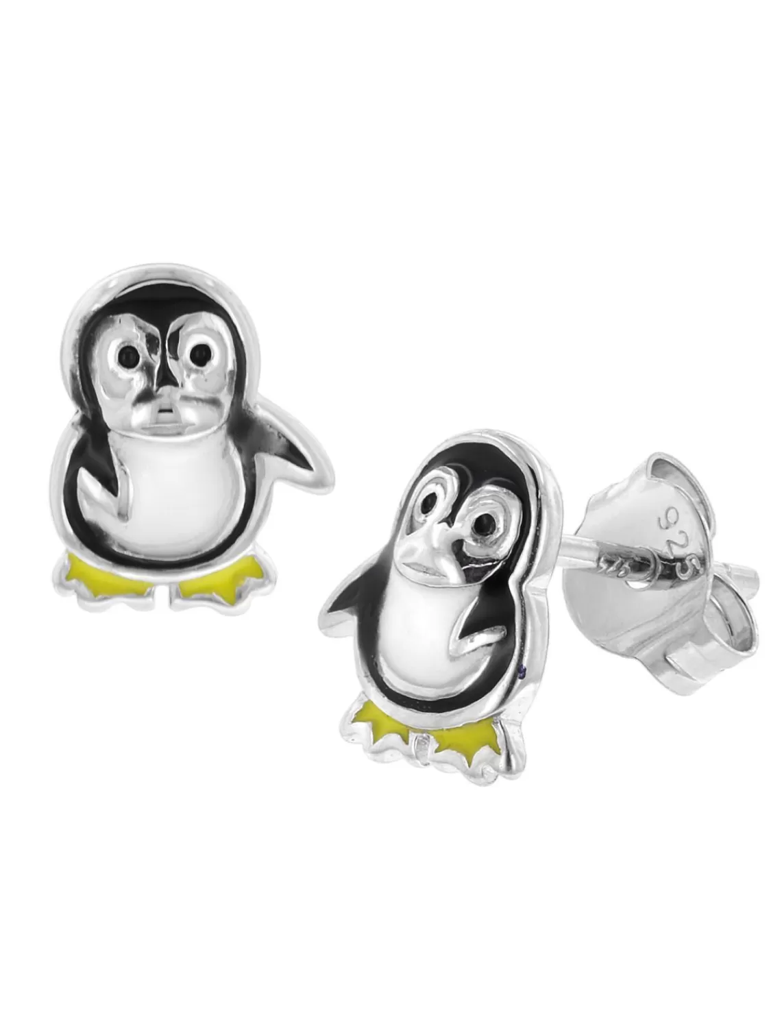 trendor Kinder Ohrringe Silber 925 Pinguin Ohrstecker | Kinderschmuck