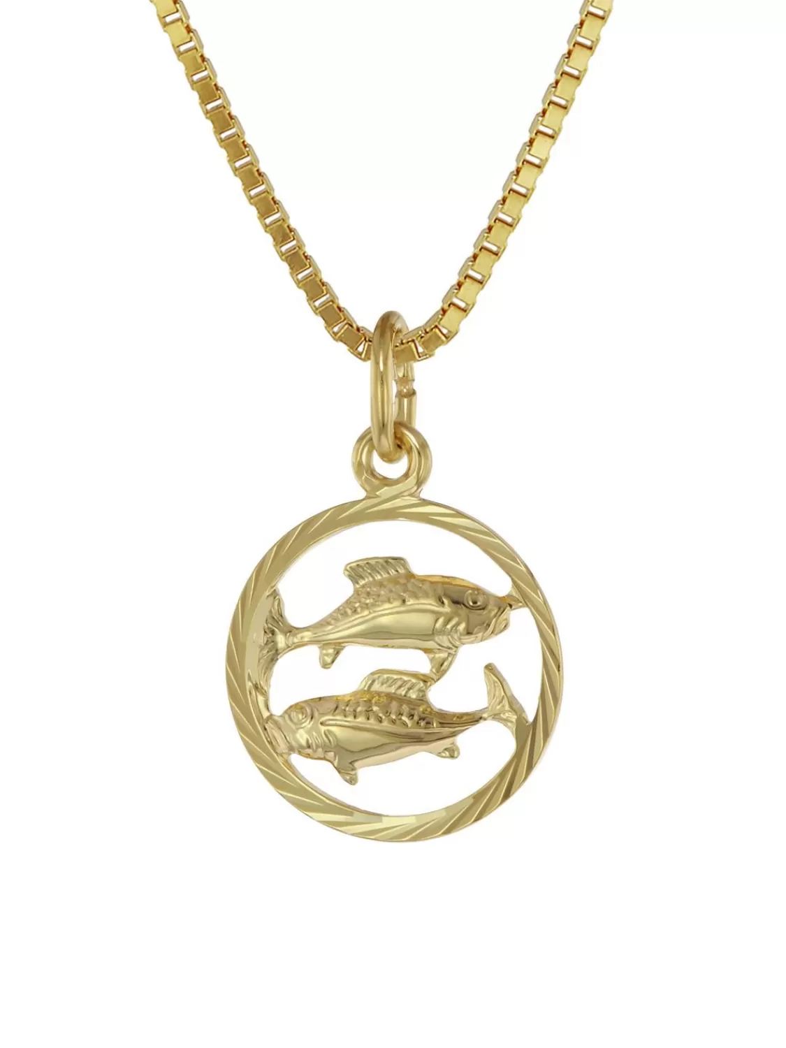 trendor Kinder Sternzeichen Fische 333 Gold + Goldplattierte Kette | Kinderschmuck