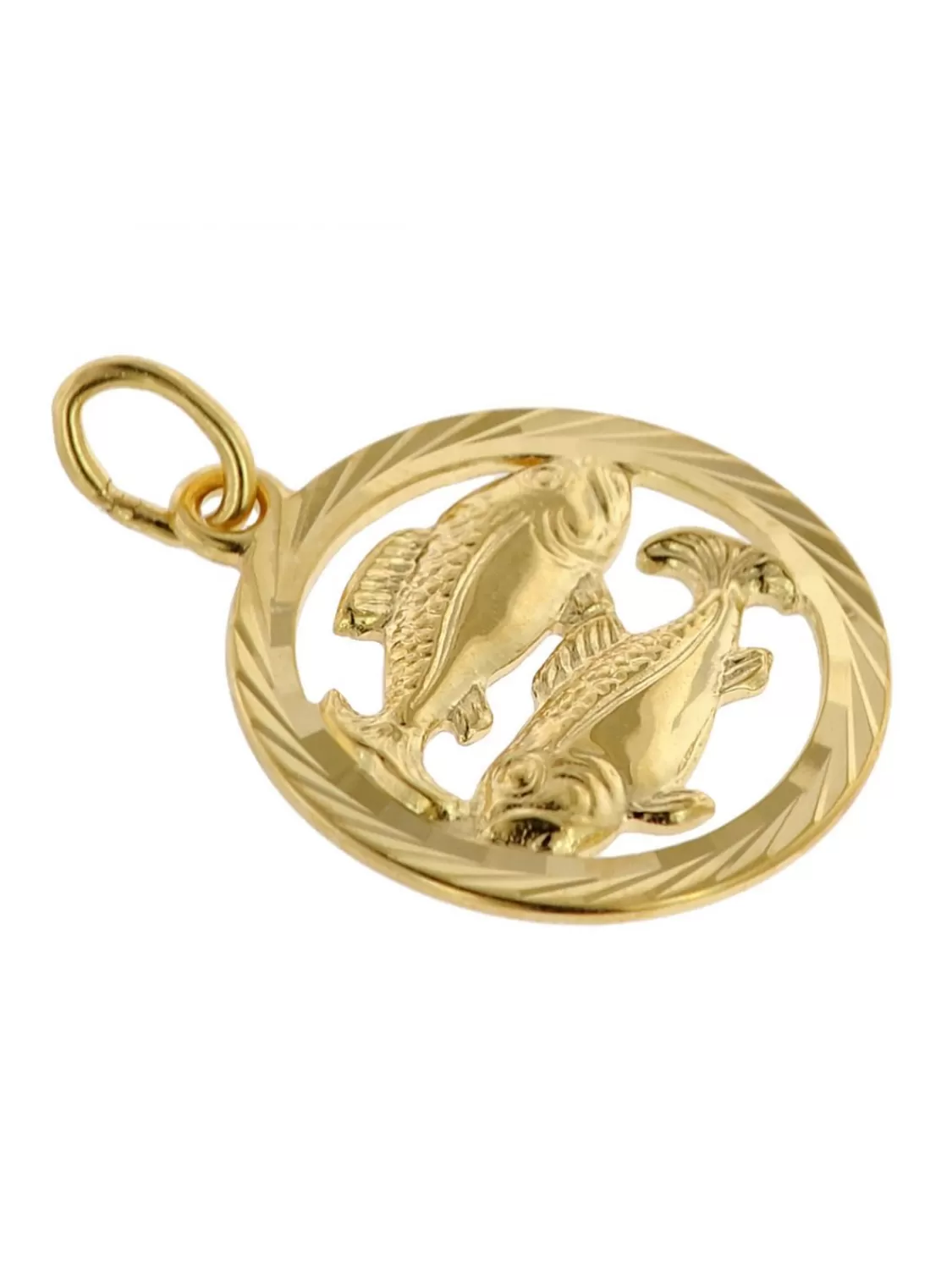 trendor Kinder Sternzeichen Fische 333 Gold + Goldplattierte Kette | Kinderschmuck