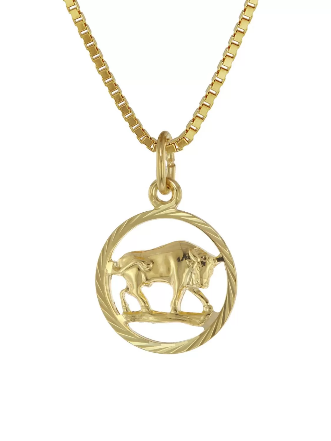 trendor Kinder Sternzeichen Stier 333 Gold + Goldplattierte Kette | Kinderschmuck