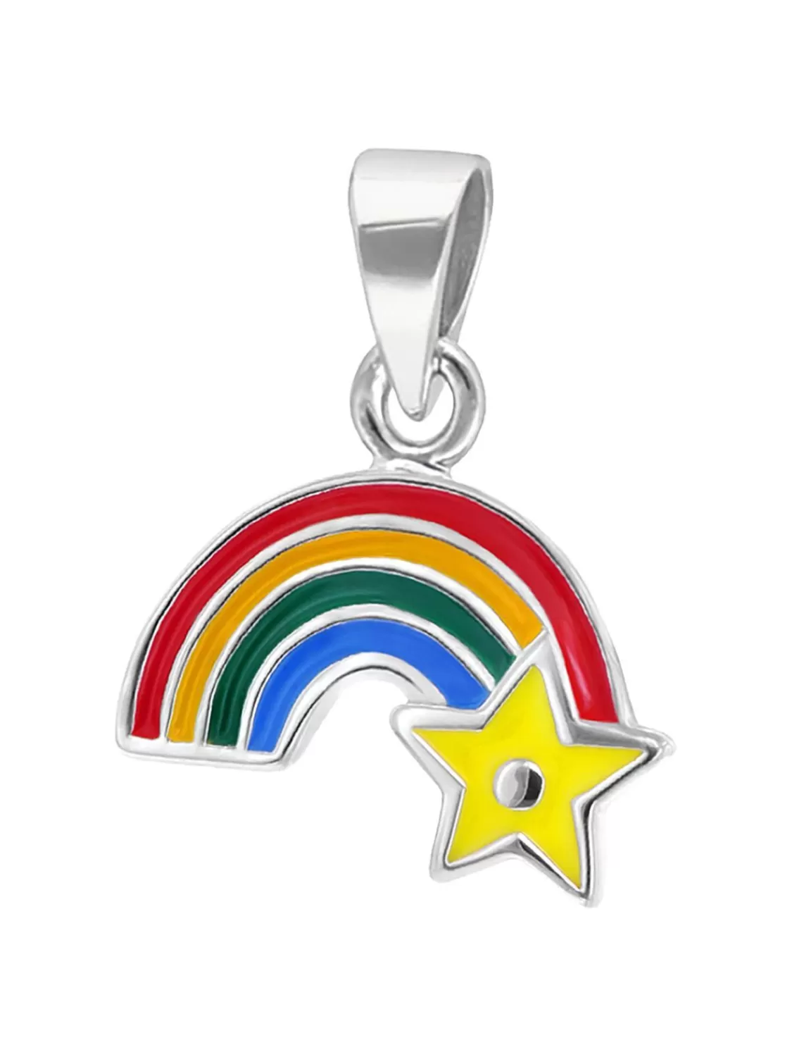 trendor Kinder-Halskette Silber 925 Collier Mit Regenbogen-Anhanger | Kinderschmuck