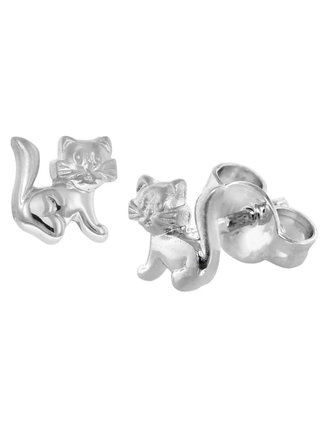 trendor Kinder-Ohrringe 925 Silber Ohrstecker Katze | Kinderschmuck