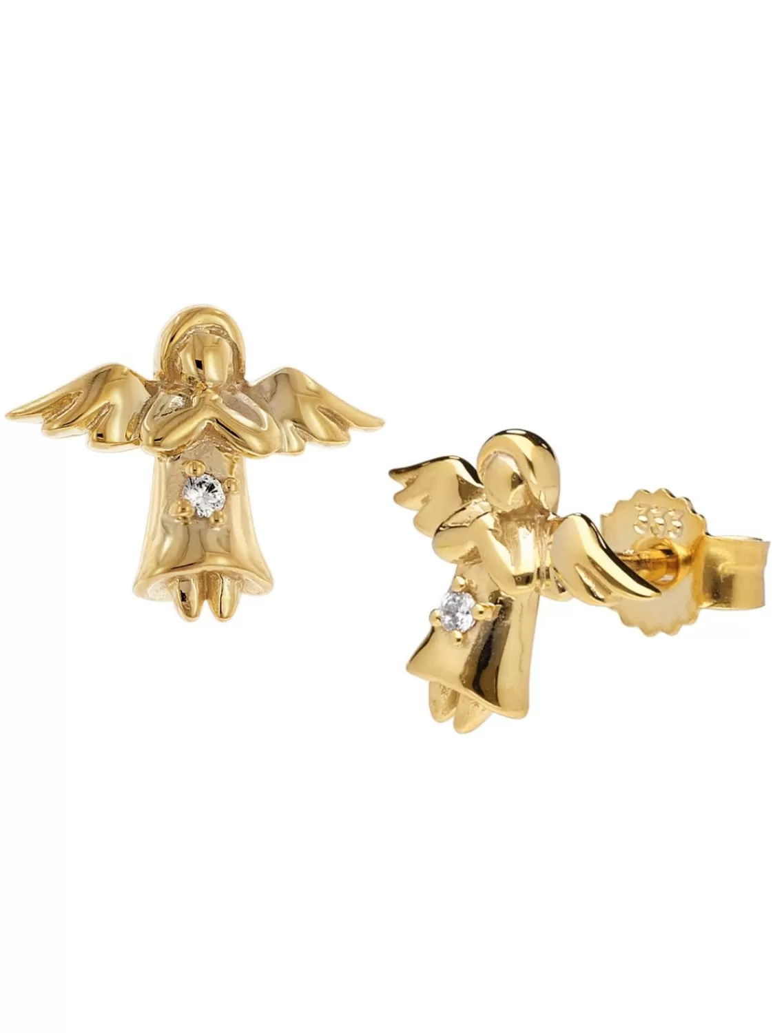 trendor Kinder-Ohrringe Engel Ohrstecker Gold 333/8K Mit Zirkonia | Kinderschmuck