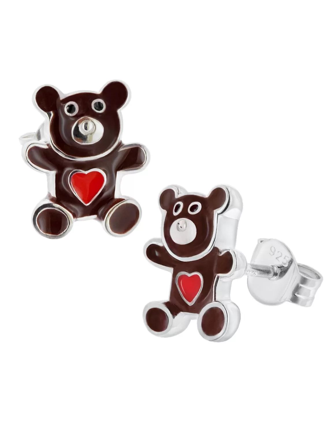 trendor Kinder-Ohrringe Silber 925 Teddybar Ohrstecker | Kinderschmuck