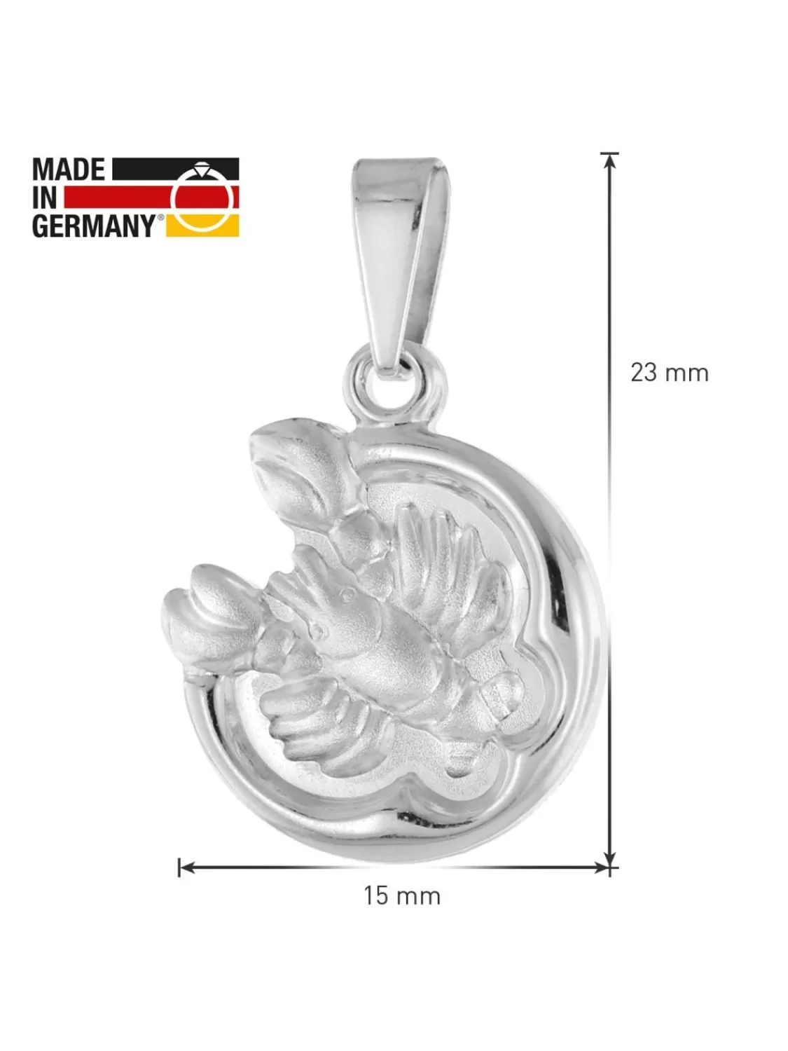 trendor Krebs Sternzeichen Mit Halskette 925 Silber O 15 Mm | Kinderschmuck
