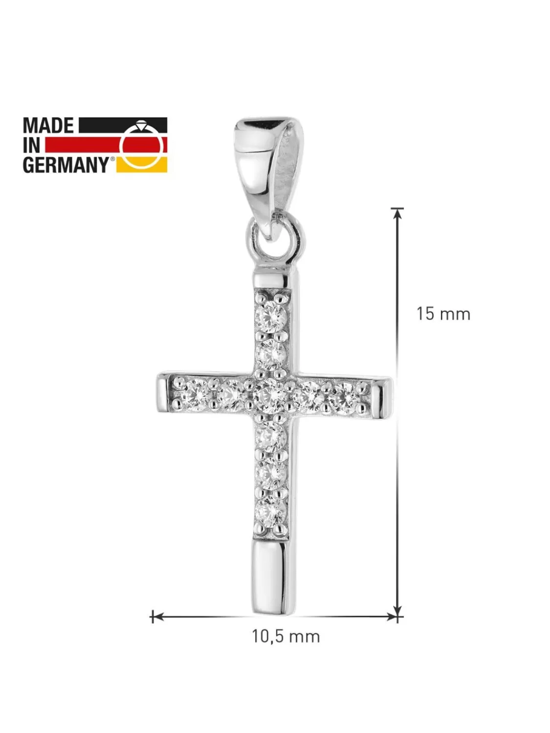trendor Kreuz Anhanger Fur Madchen Weisgold 585 / 14K + Silberkette | Kinderschmuck