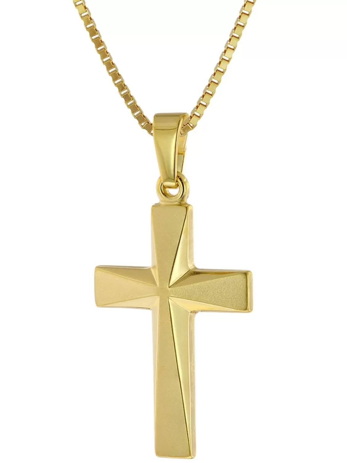 trendor Kreuz Gold 333 / 8K Mit Goldplattierter Silberkette | Damenschmuck