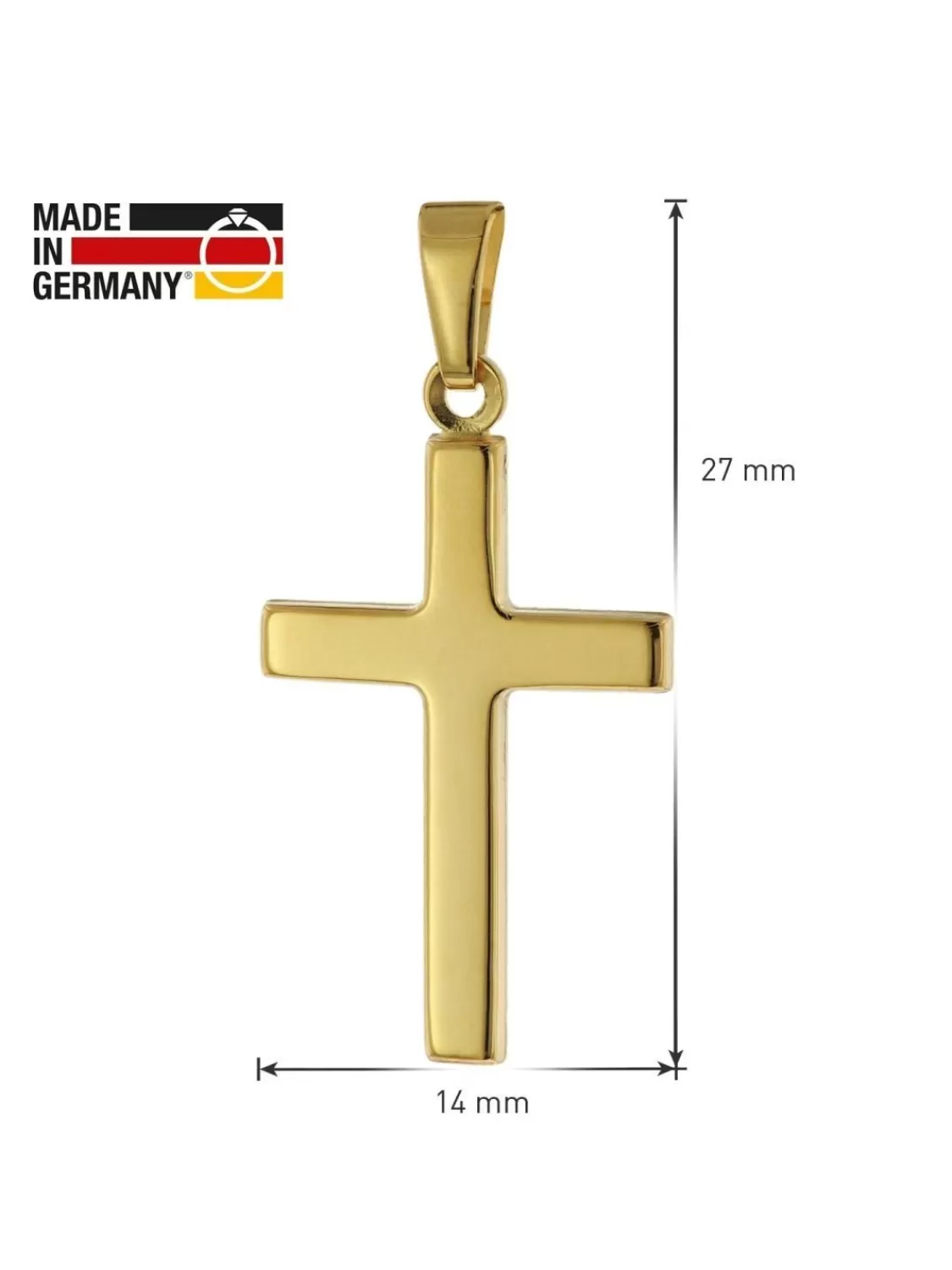 trendor Kreuz Gold 750 / 18 Karat Mit Goldplattierter Silberkette | Damenschmuck