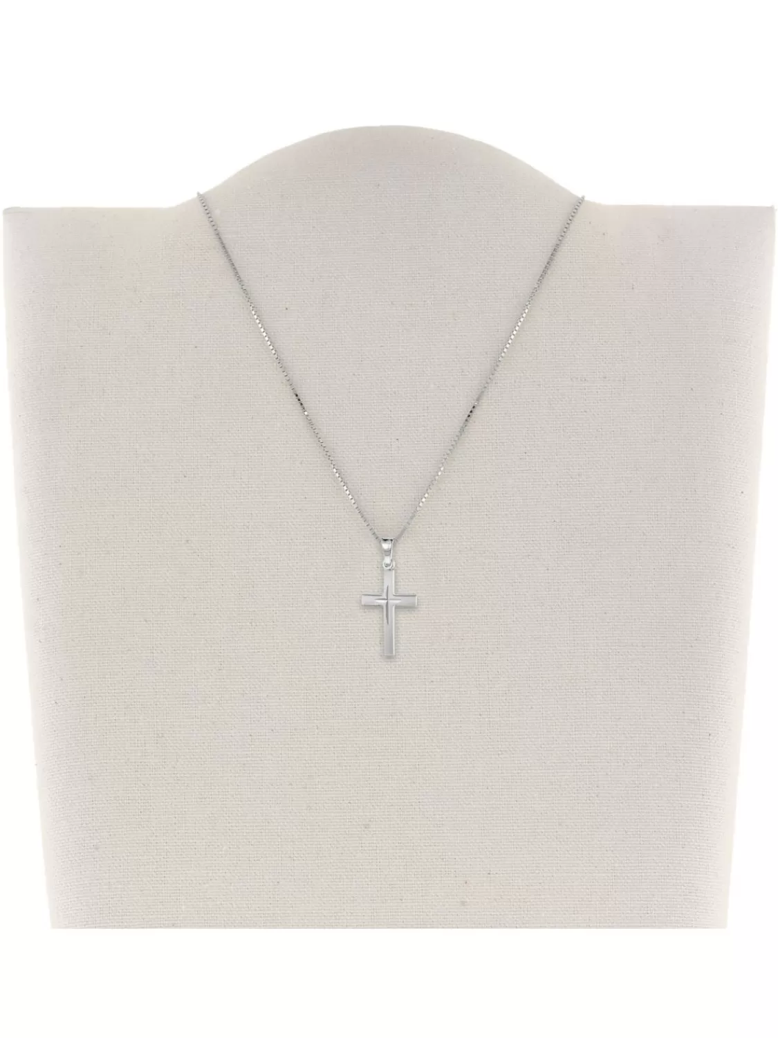trendor Kreuz-Anhanger 18 Mm Weisgold 585 Mit Silberkette Fur Kinder | Kinderschmuck