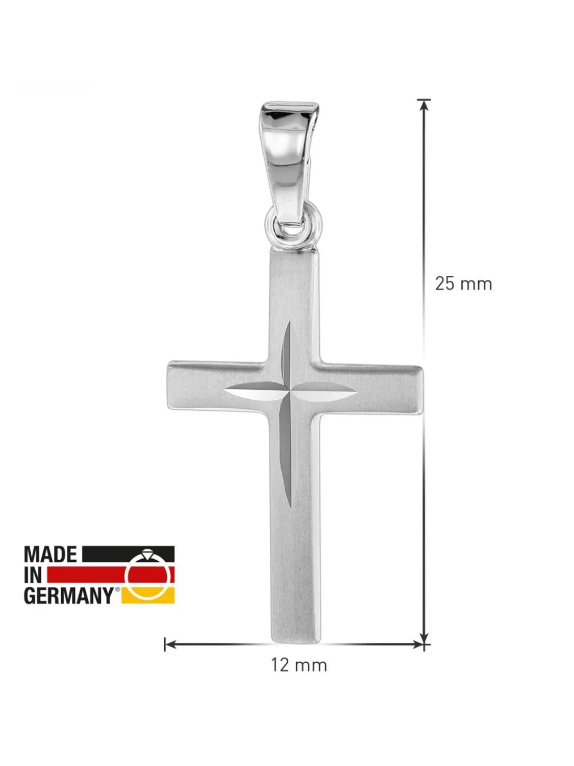 trendor Kreuz-Anhanger 18 Mm Weisgold 585 Mit Silberkette Fur Kinder | Kinderschmuck