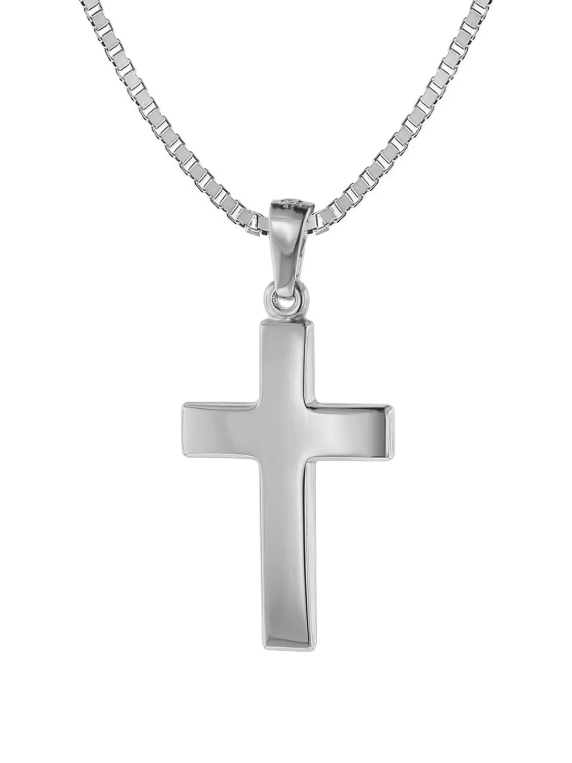 trendor Kreuz-Anhanger 21 Mm Weisgold 585 (14 Karat) Mit Silberkette | Herrenschmuck