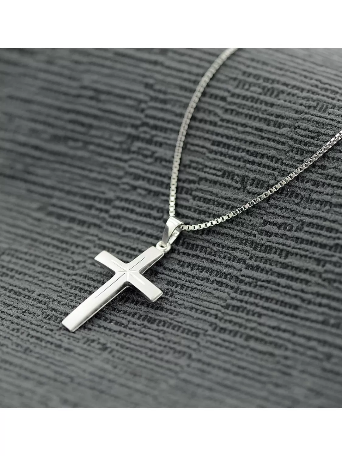 trendor Kreuz-Anhanger 24 Mm Weisgold 585 (14 Karat) Mit Silberkette | Herrenschmuck