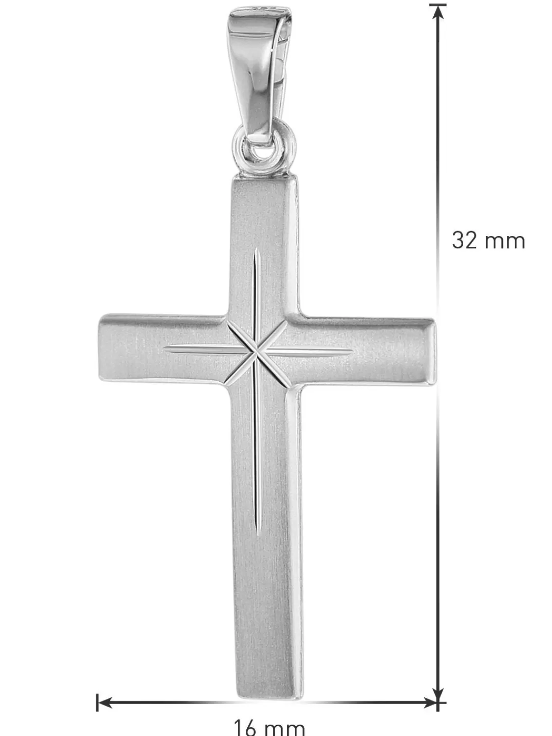 trendor Kreuz-Anhanger 24 Mm Weisgold 585 (14 Karat) Mit Silberkette | Herrenschmuck
