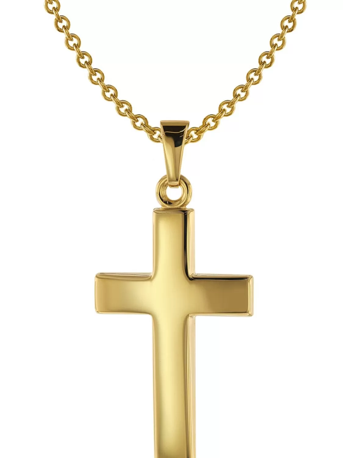 trendor Kreuz-Anhanger 25 Mm Gold 333 + Silberkette Goldplattiert | Herrenschmuck