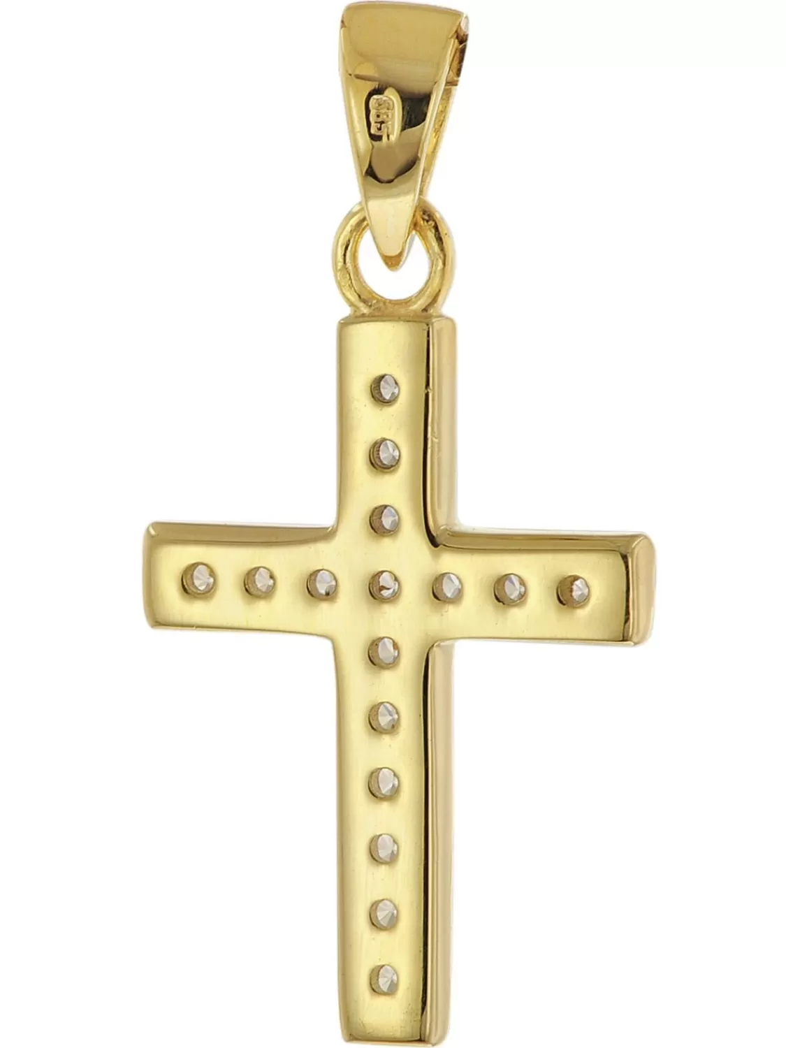 trendor Kreuz-Anhanger Fur Madchen Gold 585 + Vergoldete Silberkette | Kinderschmuck