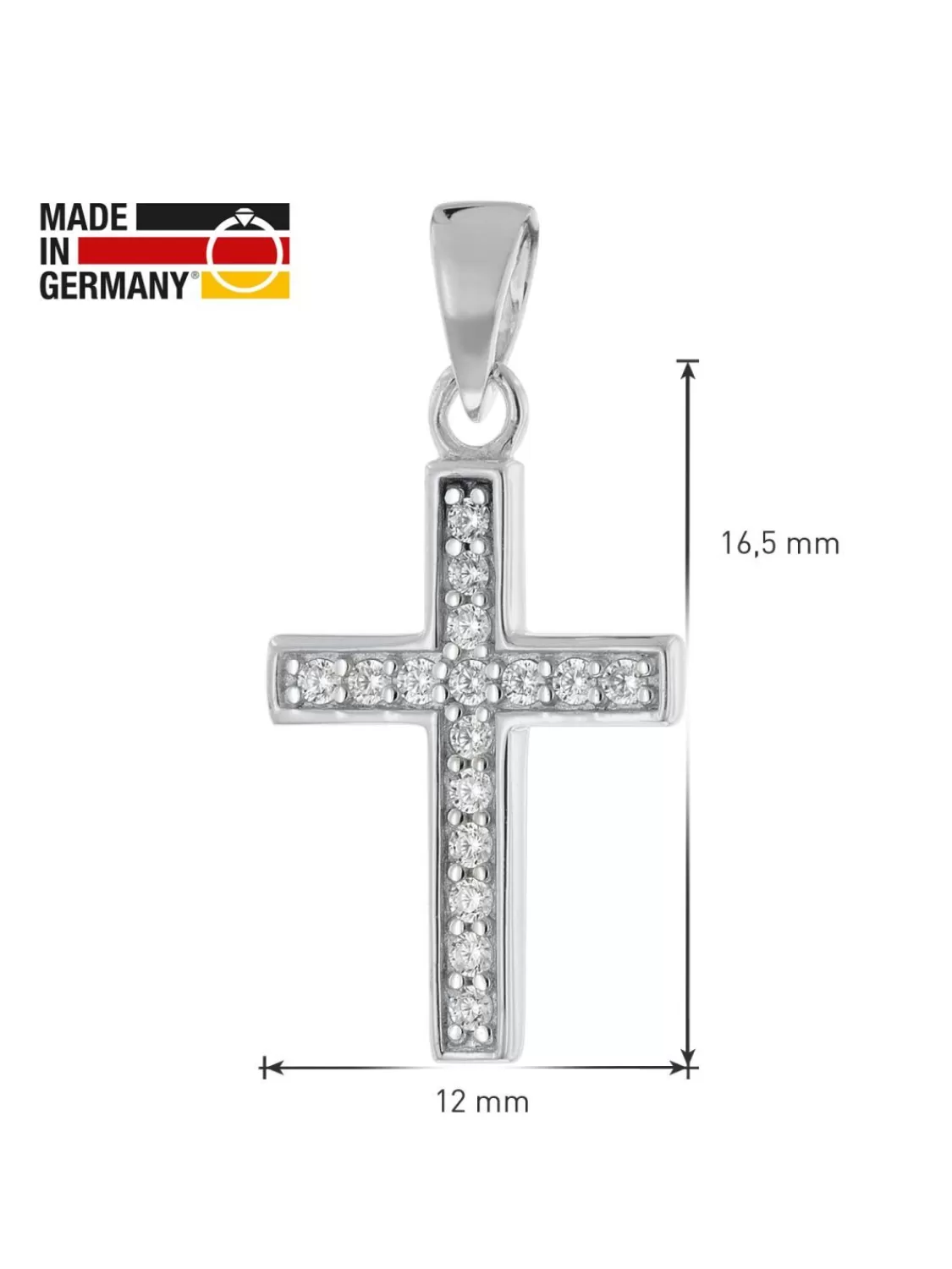 trendor Kreuz-Anhanger Fur Madchen Weisgold 585 / 14K An Silberkette | Kinderschmuck