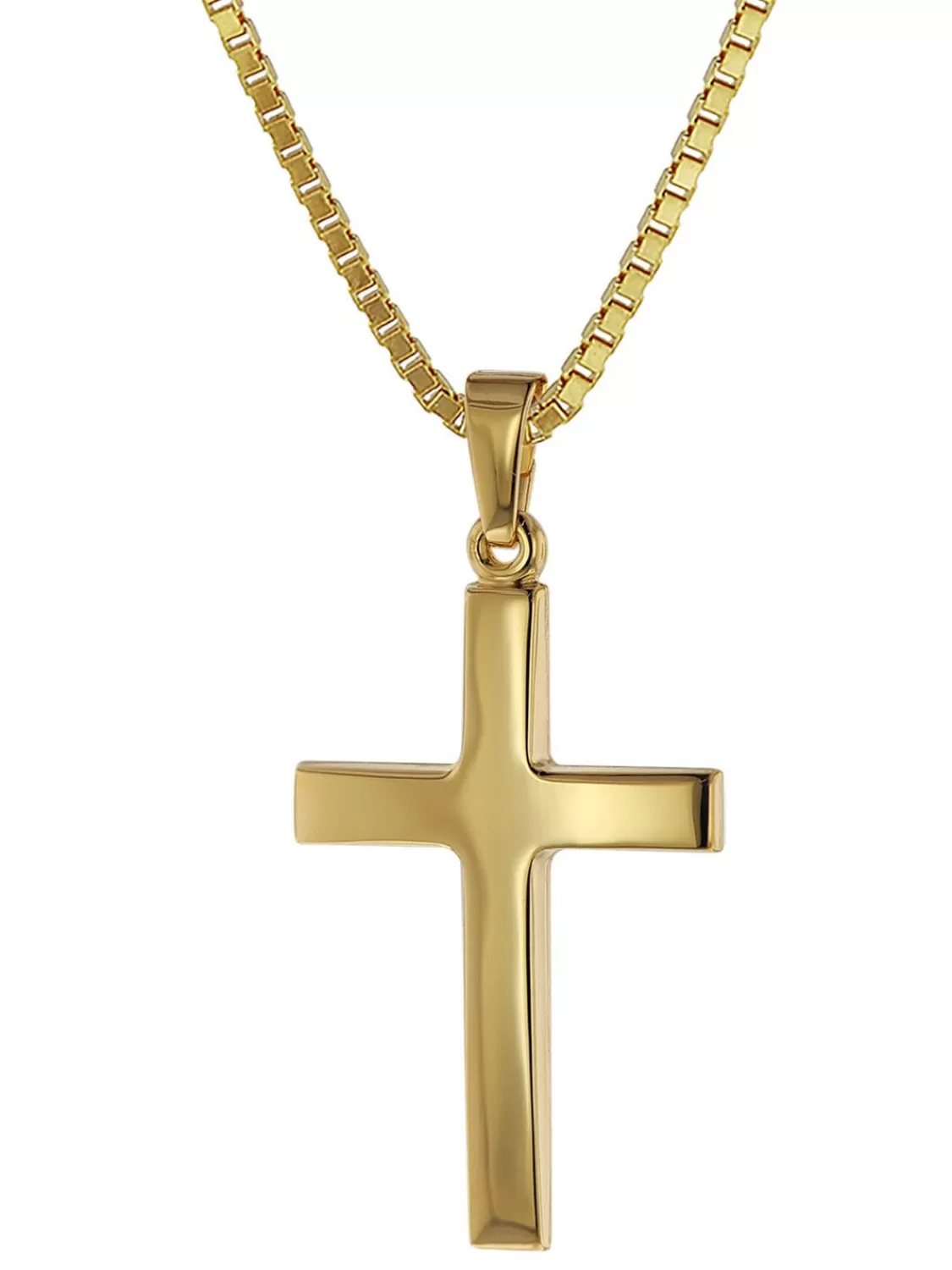 trendor Kreuz-Anhanger Gold 333 (8 Karat) + Goldplattierte Kette | Herrenschmuck