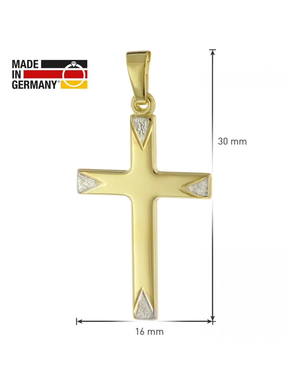 trendor Kreuz-Anhanger Gold 333 / 8 Karat Bicolor | Herrenschmuck