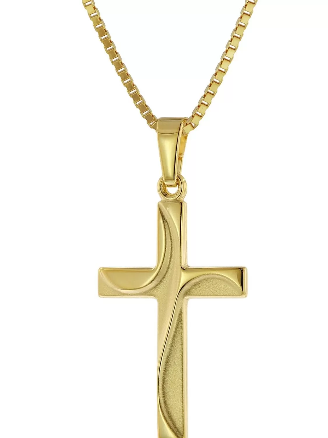 trendor Kreuz-Anhanger Gold 585 (14Kt) Mit Vergoldeter Silberkette | Damenschmuck