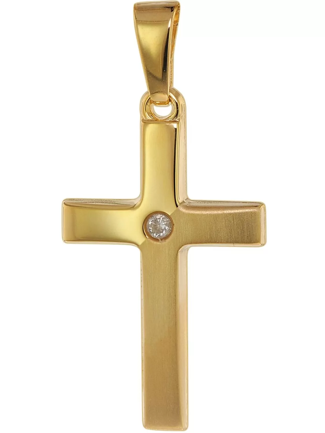 trendor Kreuz-Anhanger Mit Zirkonia 19 Mm Gelbgold 750 / 18K | Damenschmuck