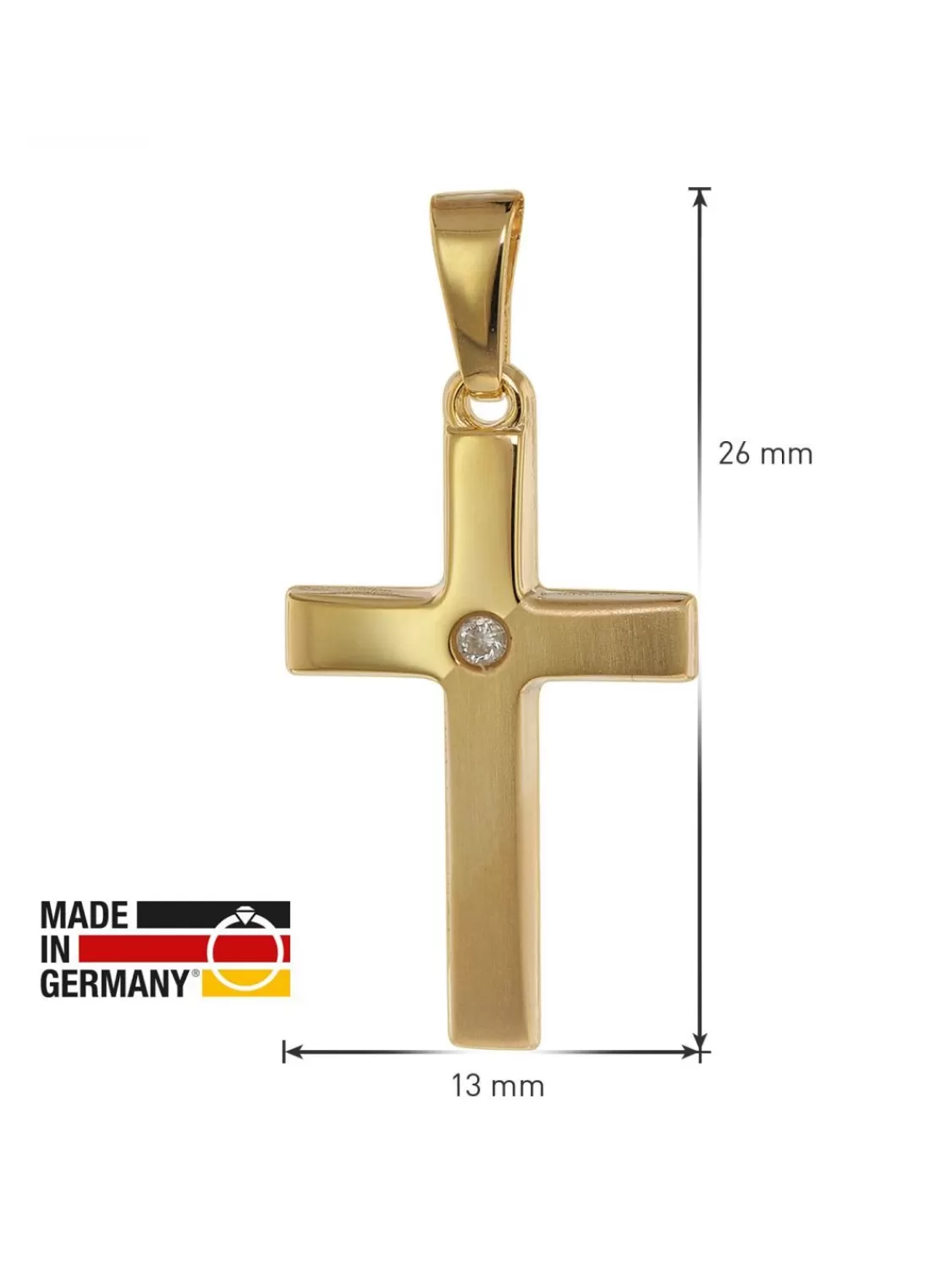 trendor Kreuz-Anhanger Mit Zirkonia 19 Mm Gold 585 / 14K | Damenschmuck