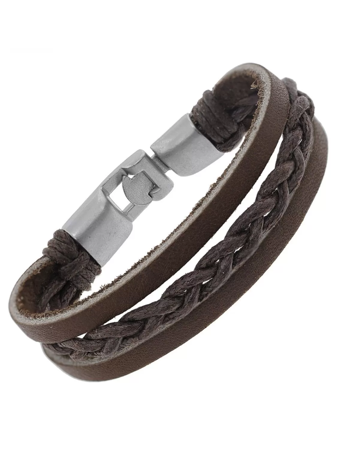 trendor Leder-Armband Braun Geflochten | Herrenschmuck